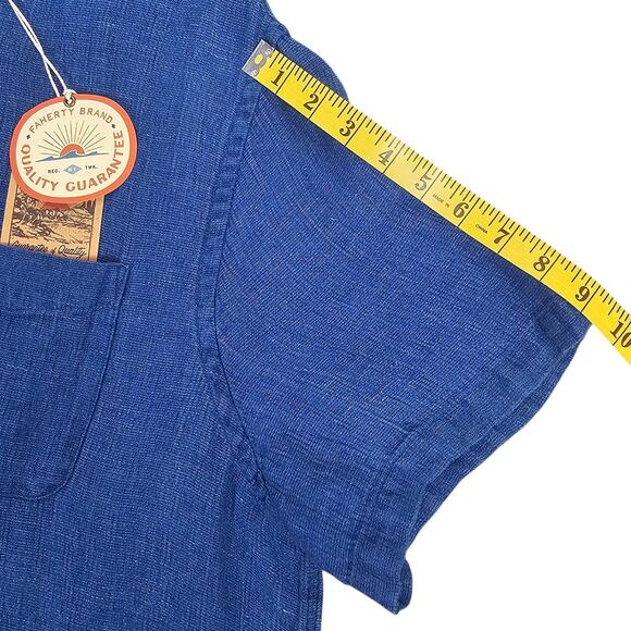 NWT Faherty Shirt Mens XXL Blue Linen Palma Short Sleeve Coastal Casual Nautical - Picture 11 of 11